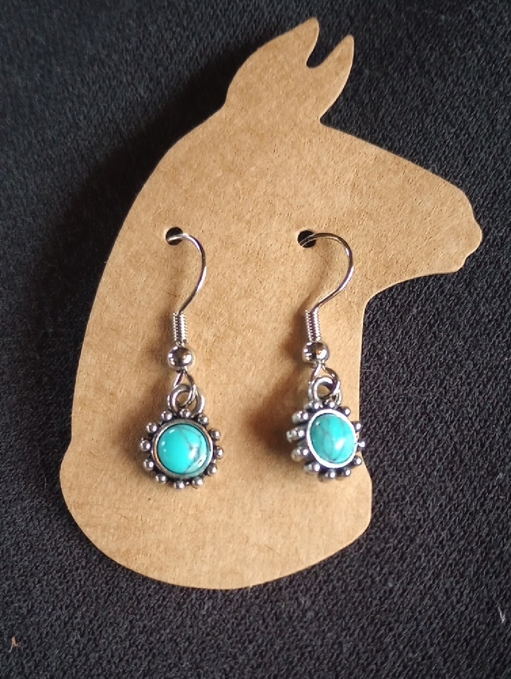 Hand Crafted Turquoise Blue Silver Drop Earrings
